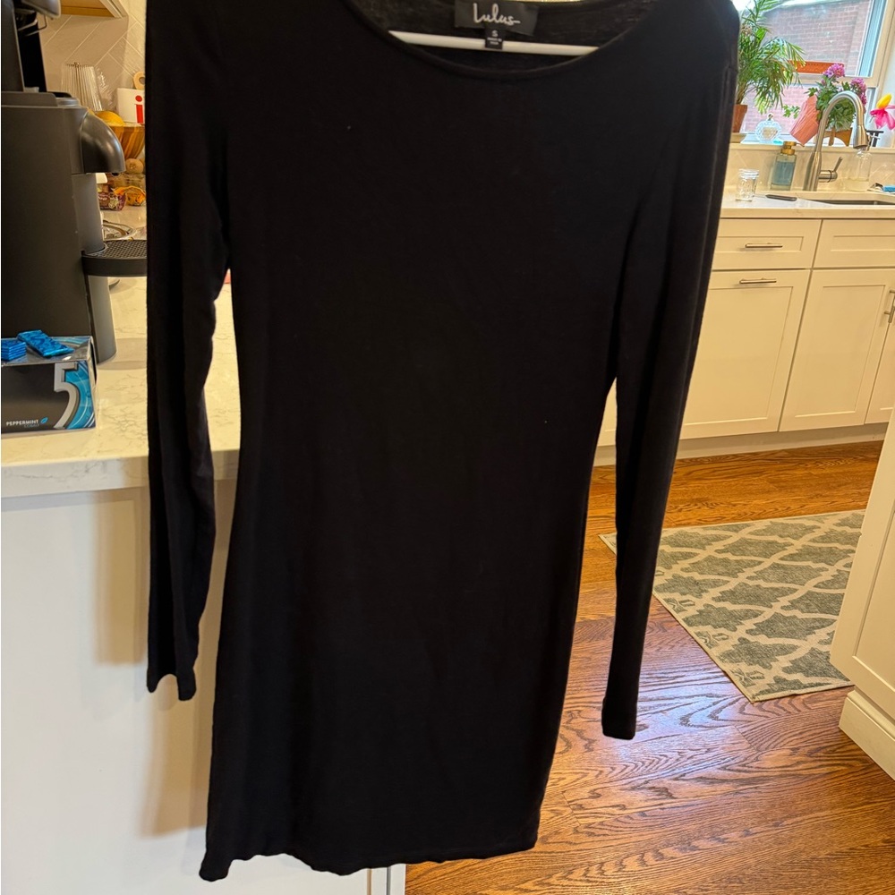 Lulu's Elegant Black Long Sleeve Dress